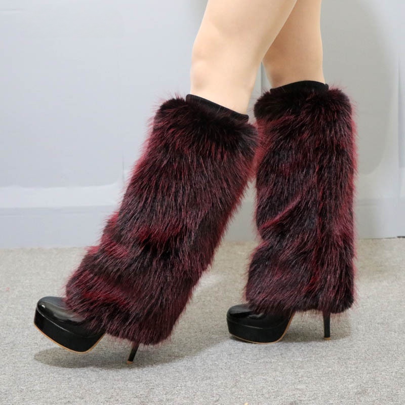 Faux Fur Leg Warmers Winter Soft Fluffy Boot Covers Plush Boots Socks Sleeve